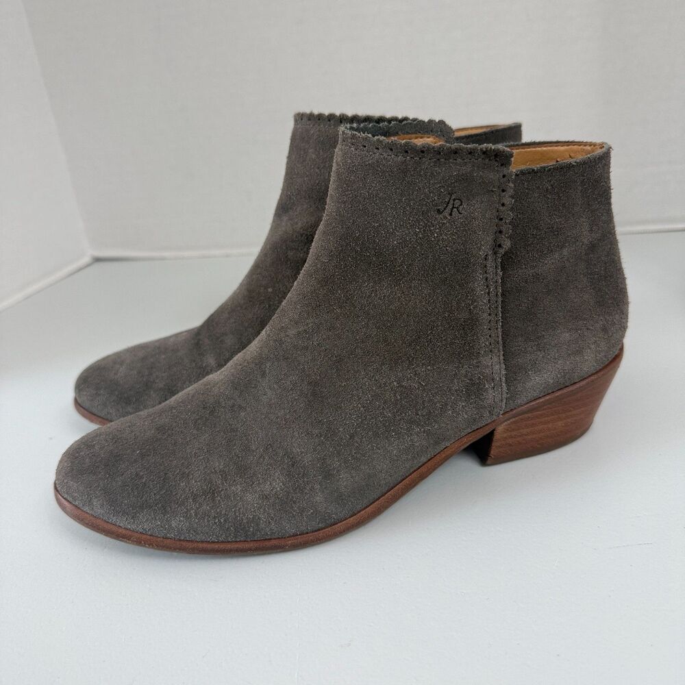Jack Rogers Bailee Suede Ankle Boots Womens 7.5M Dark Gray Side Zip Booties
